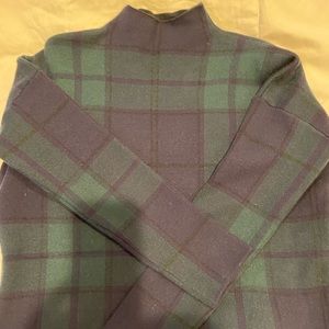 Navy and green Tartan plaid sweater